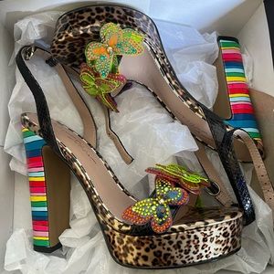 Noemi Womens Faux Leather Rhinestone Platform Sandals